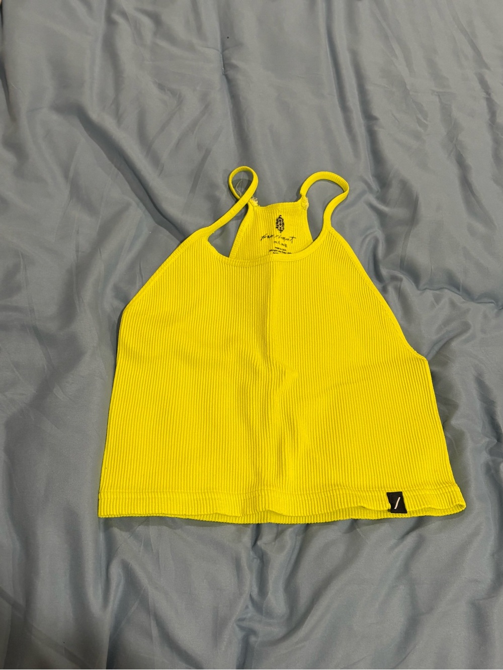 FP Movement by Free People Bright Yellow Ribbed Halter Crop Tank